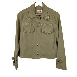 Vintage WOW Div. of Sir Julian Womens 12 Beige Button Up Studded Jacket 70s 80s